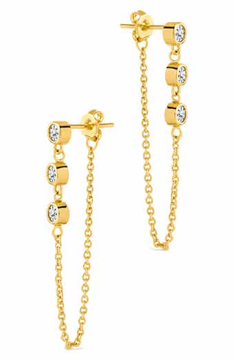 Triple Round Cut Chain Drop Earrings