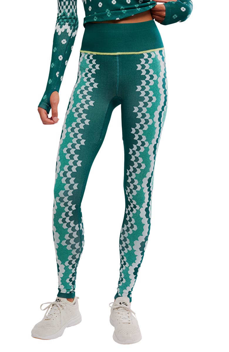 FP Movement by Free People FP Movement Myoko Jacquard Leggings, Main, color, Evergreen Isle Knit