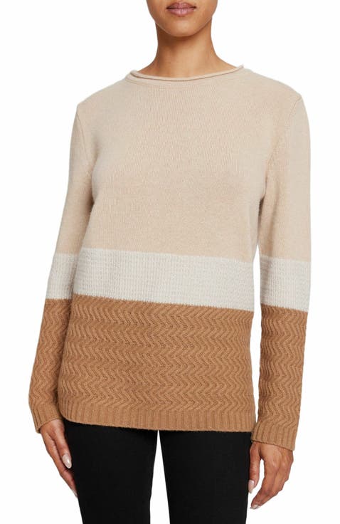 DORA Color Block Sweater in Merino Wool and Cashmere Blend