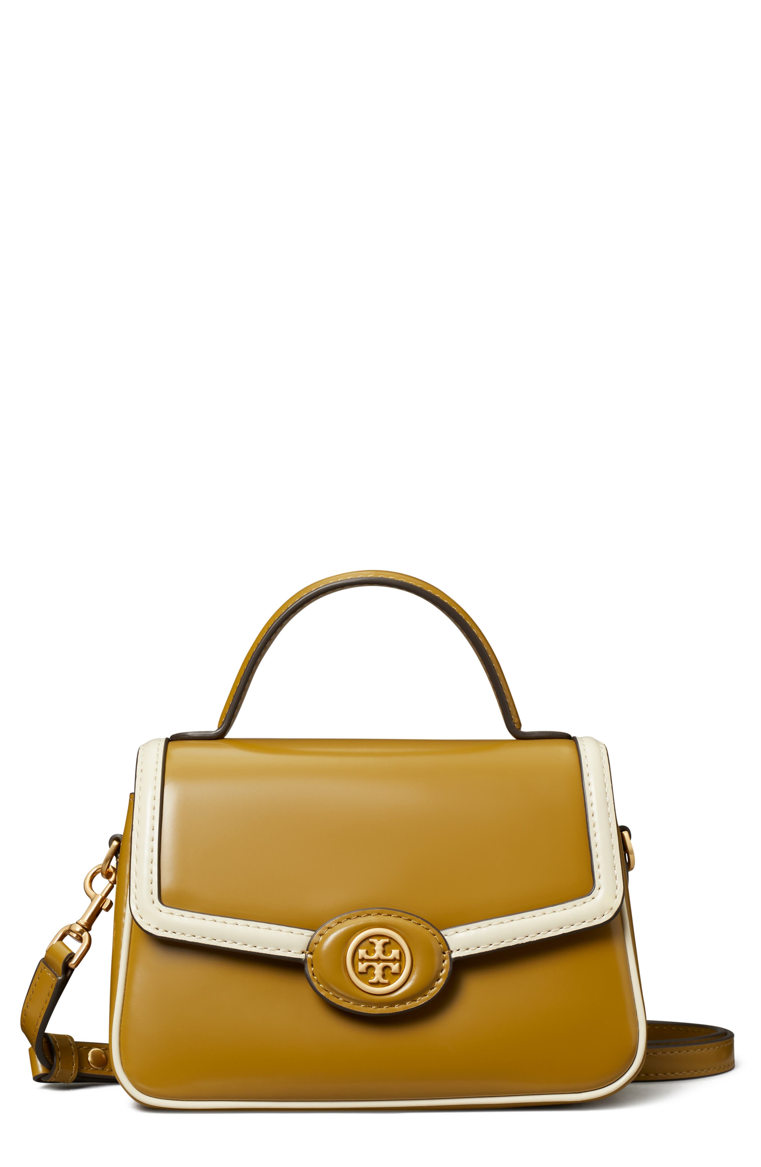 Tory Burch Robinson Colorblock Top Handle Leather Satchel, Main, color, 