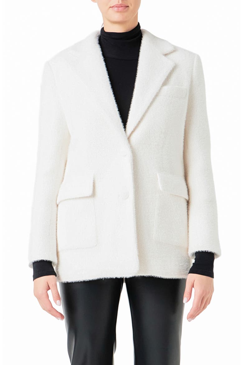 Textured Single Breasted Blazer, Main, color, WHITE