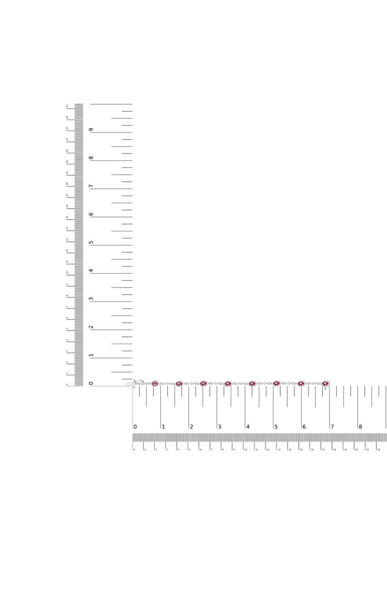 Haus of Brilliance 10K White Gold 4.5mm x 3mm Oval Ruby and Diamond Link Bracelet -, Alternate, color, White