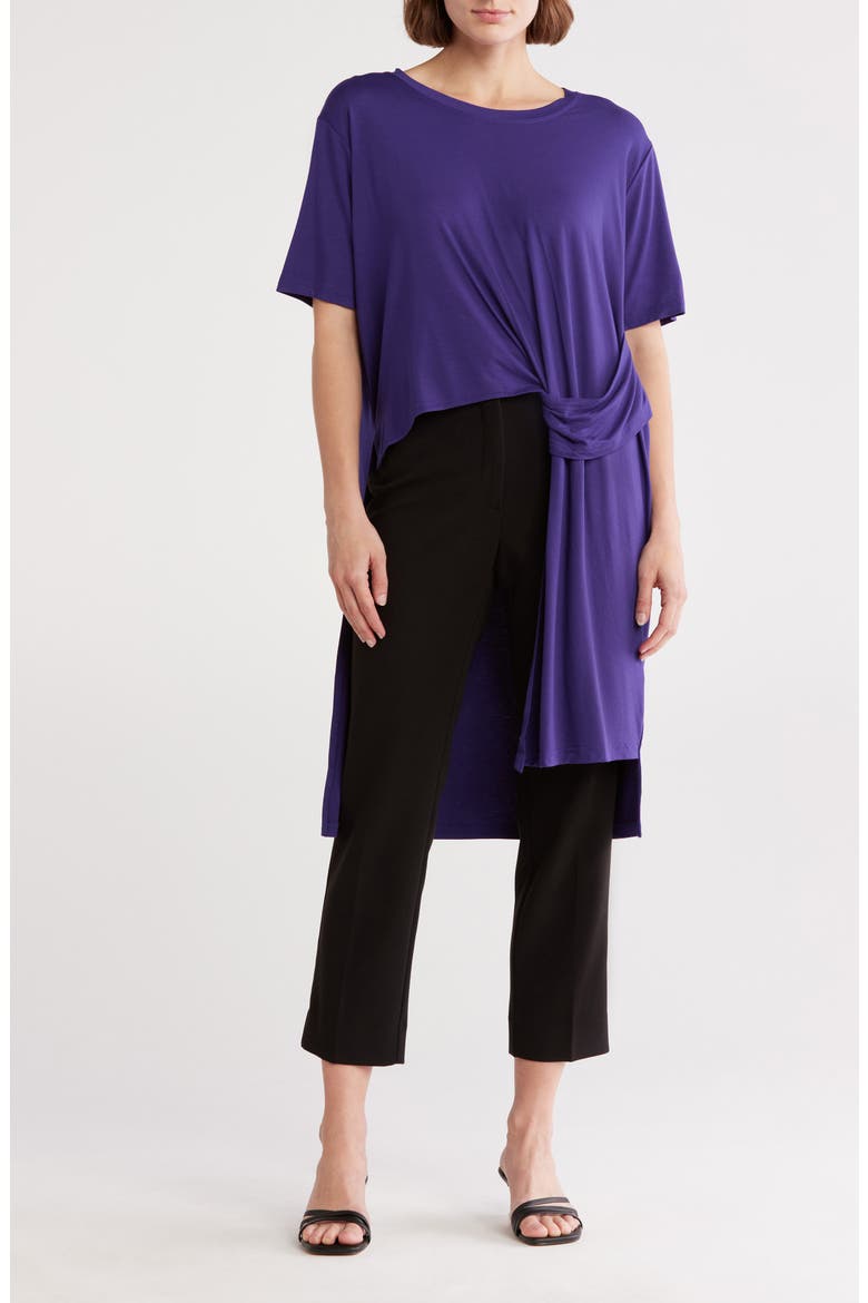 Knot High-Low Tunic Shirt, Main, color, NAVY BLUE