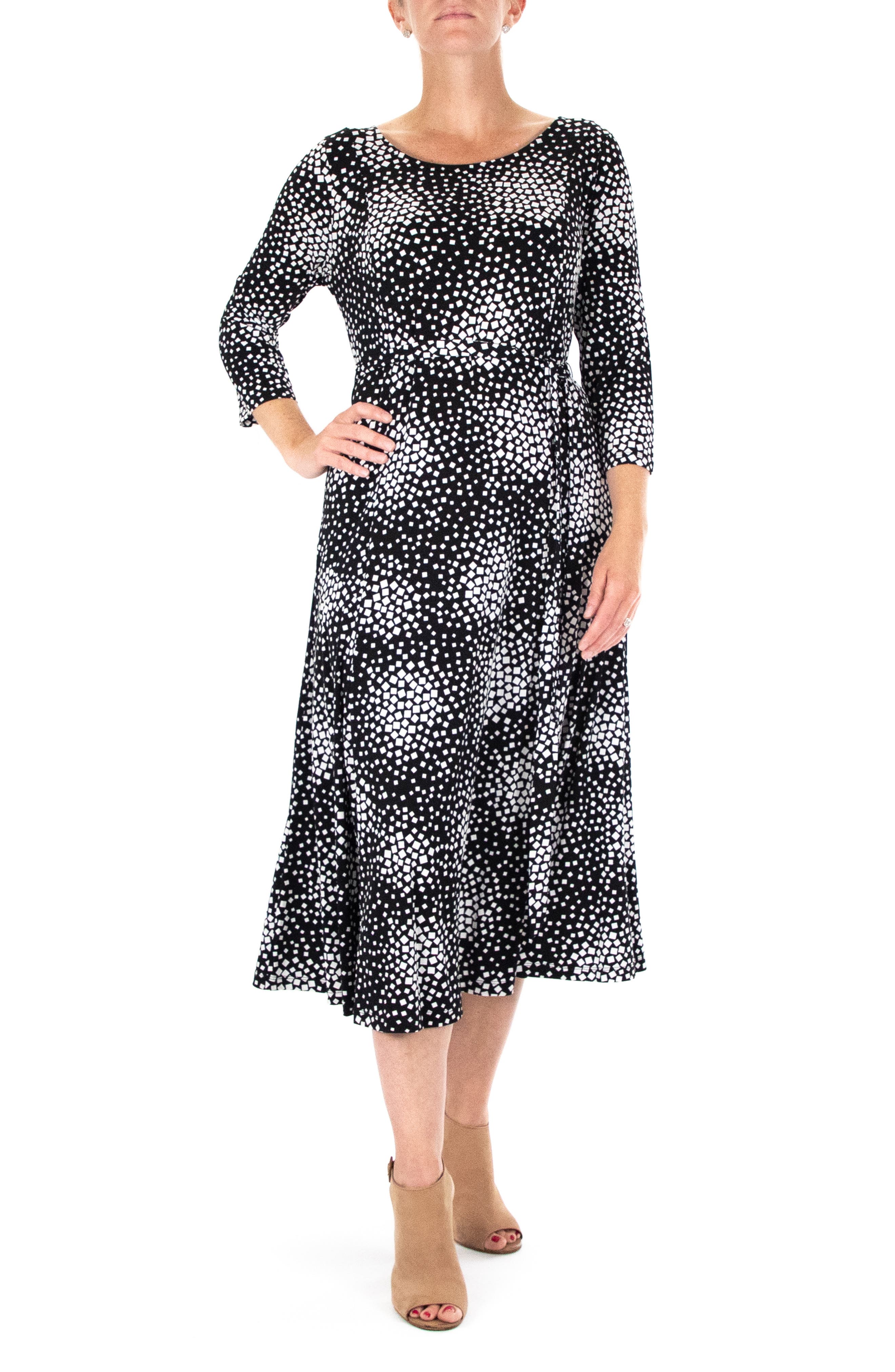 Sylvia Printed Tie Waist Midi Dress