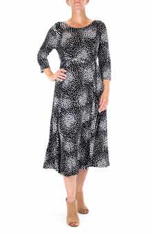 Sylvia Printed Tie Waist Midi Dress