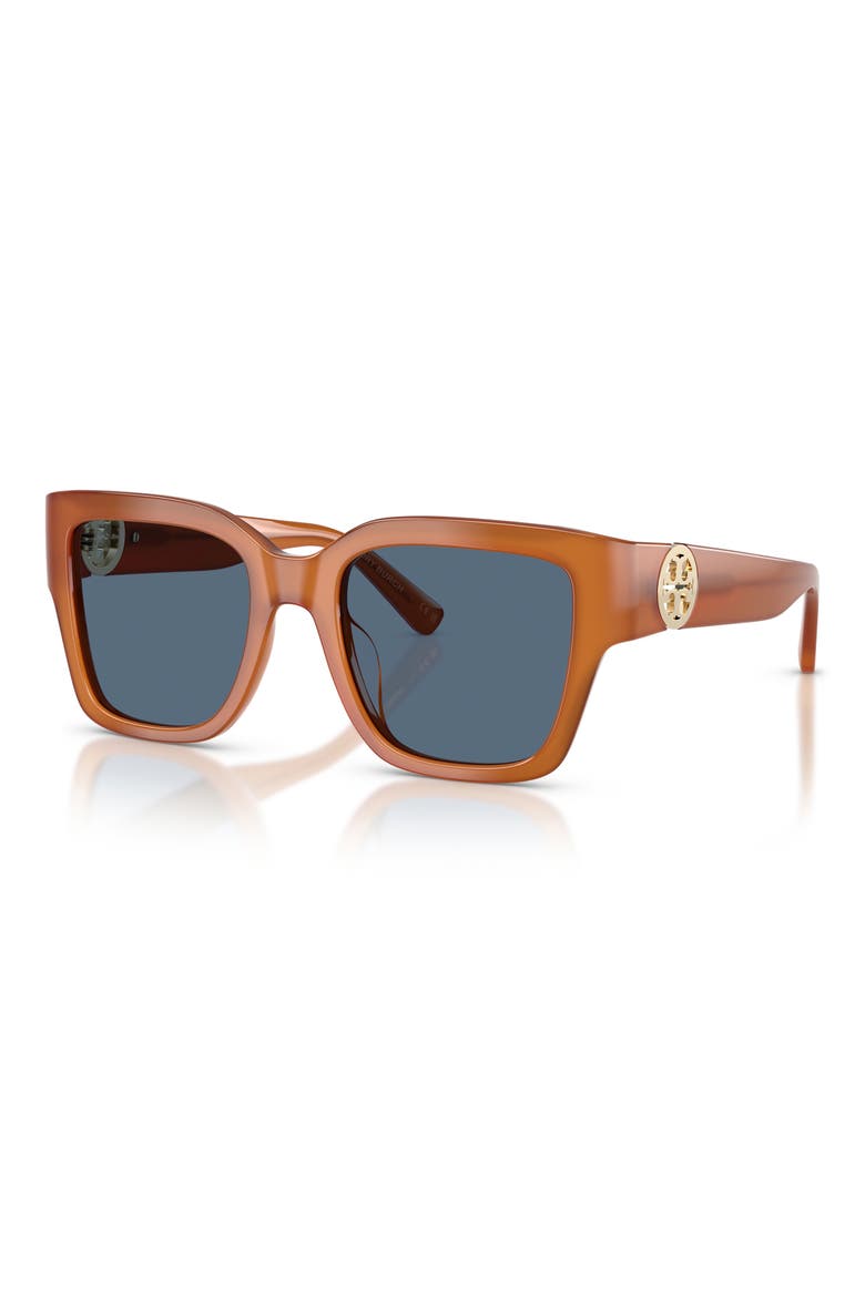 52mm Square Sunglasses, Alternate, color, AMBER BROWN / BLUE
