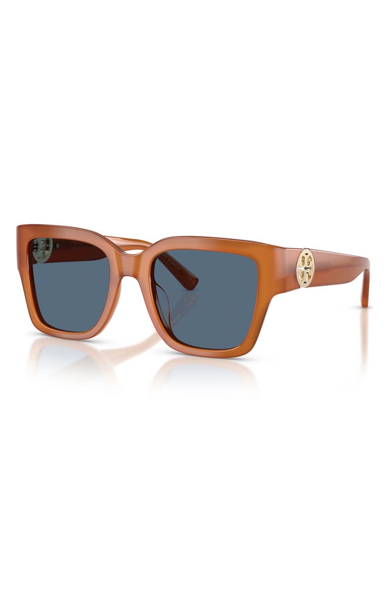 Tory Burch 52mm Square Sunglasses, Alternate, color, Amber Brown / Blue