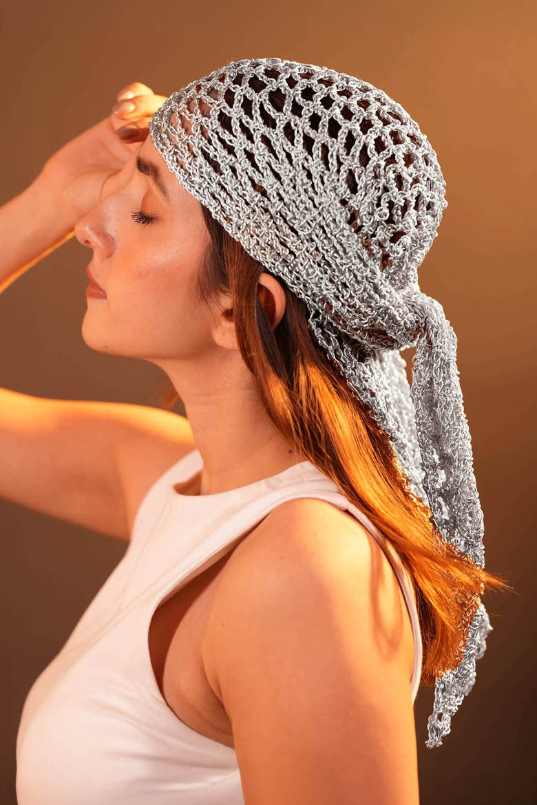 Mettalic Silver scarf, Alternate, color, Silver