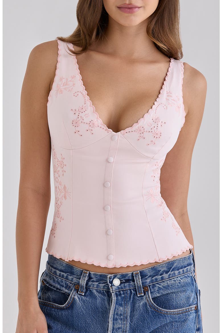 Sophine Embroidered V-Neck Top, Main, color, PINK