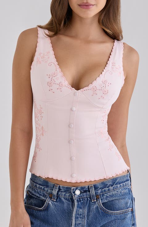 Sophine Embroidered V-Neck Top