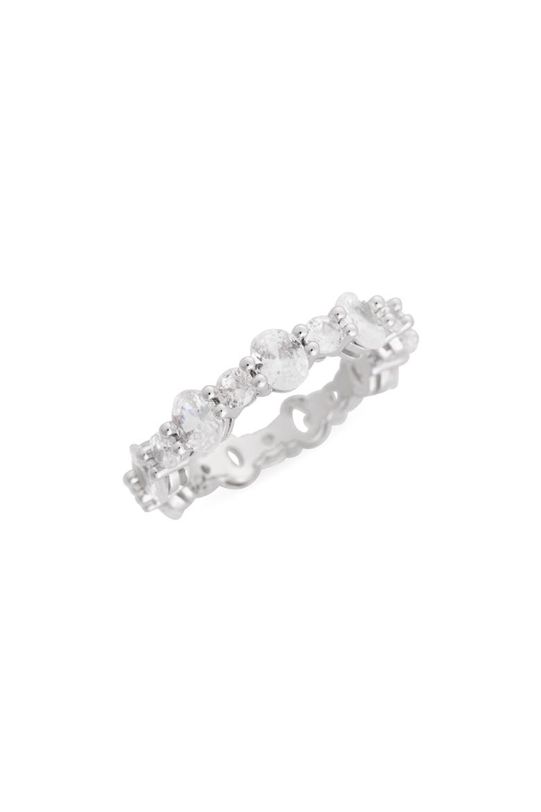 Floating Oval CZ Eternity Band Ring, Main, color, CLEAR- SILVER