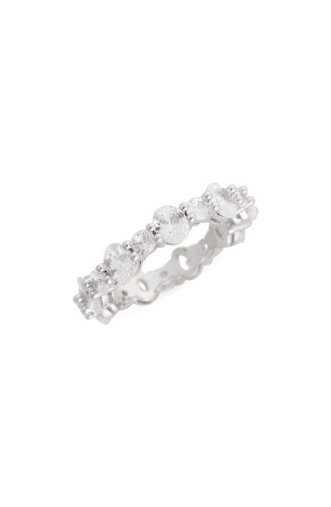 Floating Oval CZ Eternity Band Ring