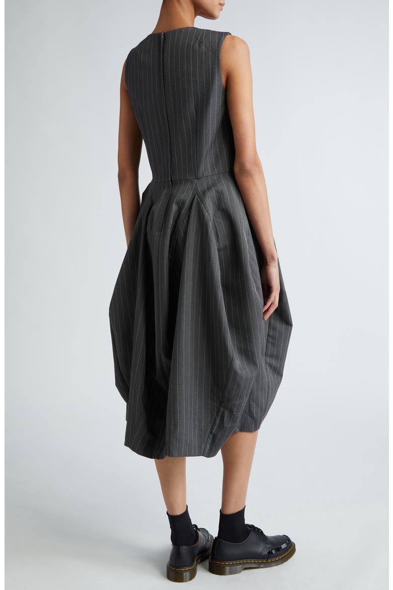 Pinstripe Sleeveless Serge Dress, Alternate, color, GREY