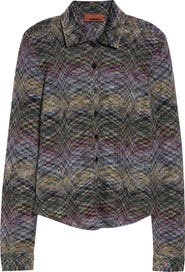 Missoni Metallic Jacquard Knit Button-Up Shirt