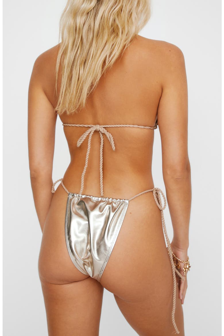 Metallic Braided Edge Two-Piece Swimsuit, Alternate, color, GOLD