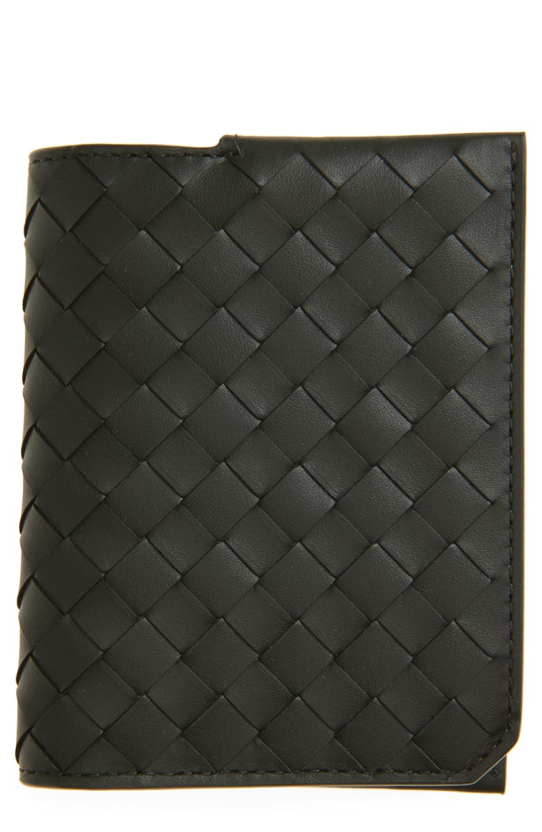Bottega Veneta Piccolo Intrecciato Leather Bifold Wallet, Main, color, 3009 Dark Green-Silver