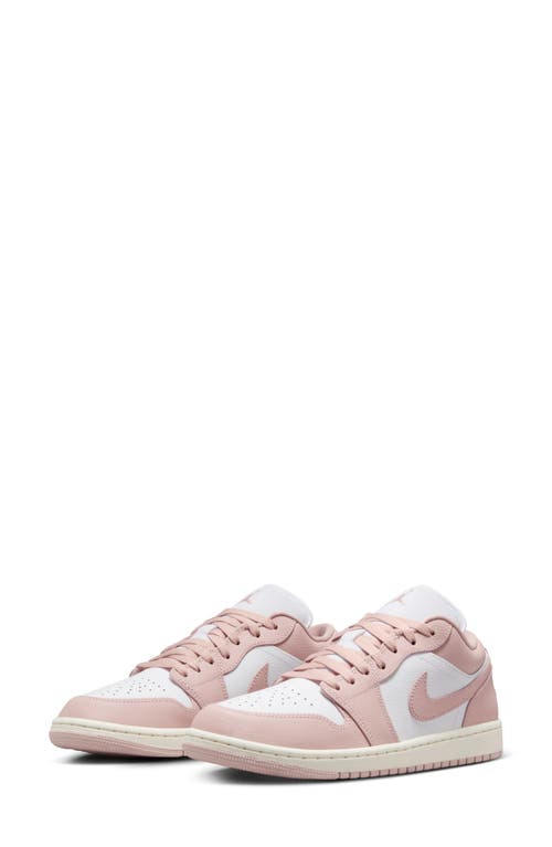 Air Jordan 1 Low Sneaker in White/Pink Oxford/Sail 