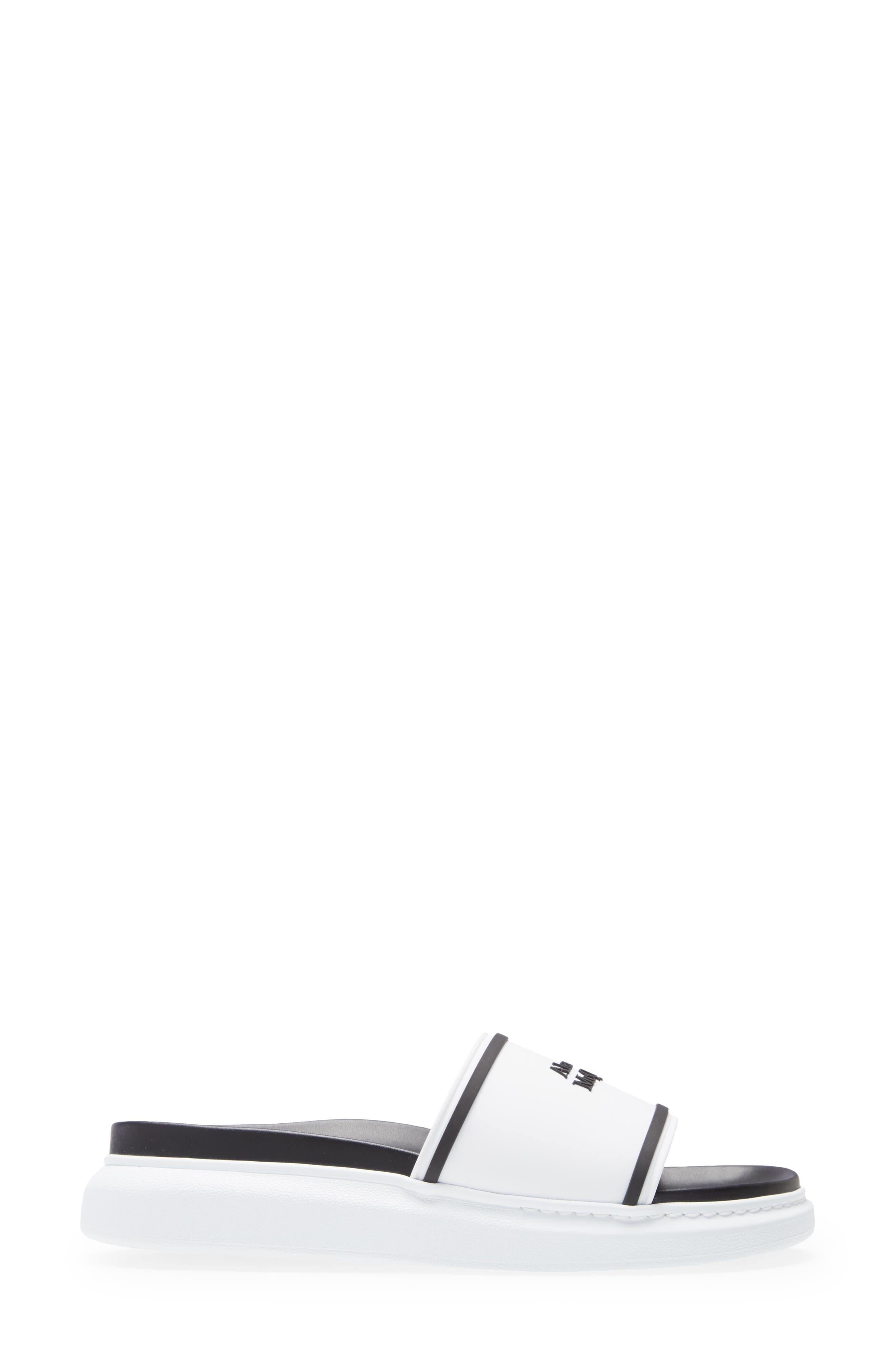 Alexander McQueen Logo Slide Sandal, Alternate, color, WHITE