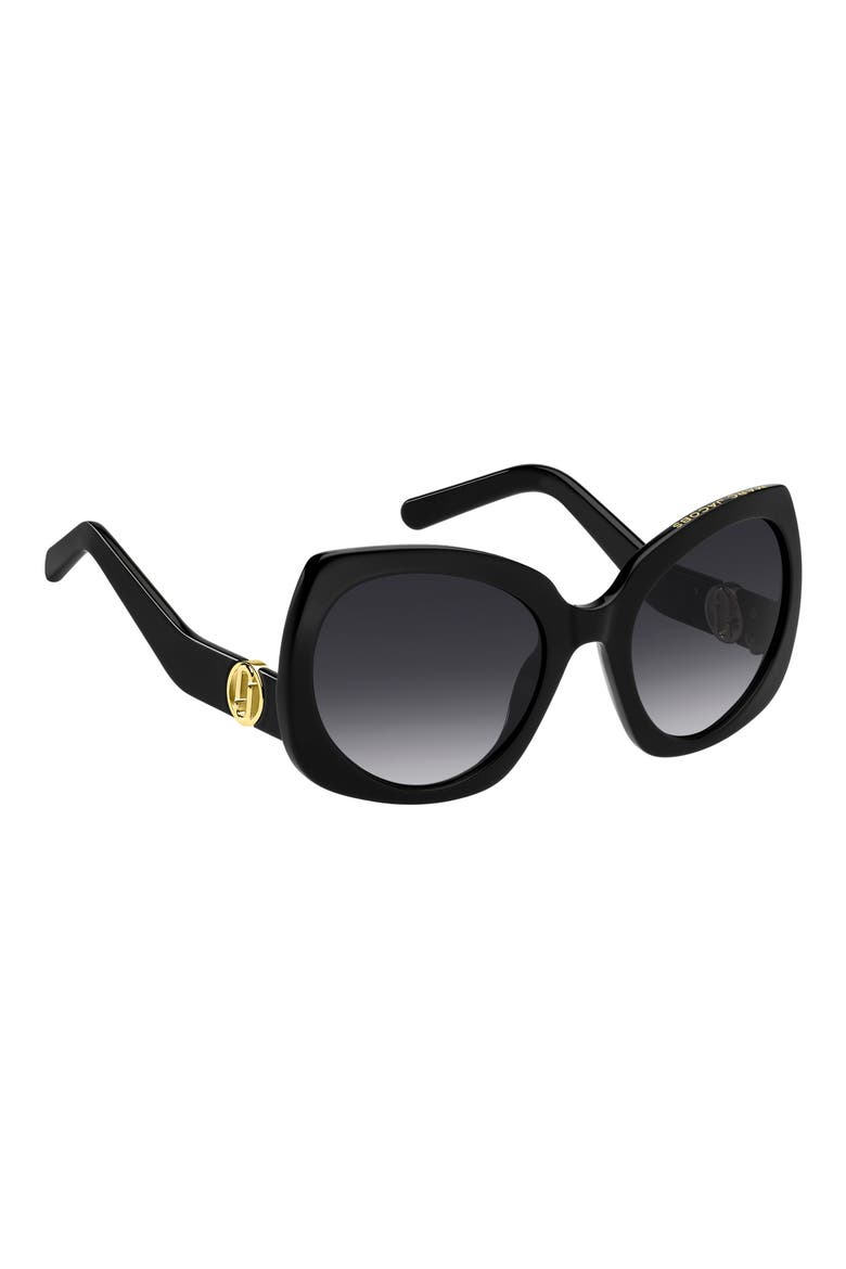 57mm Gradient Butterfly Sunglasses, Alternate, color, BLACK/ DARK GREY SF