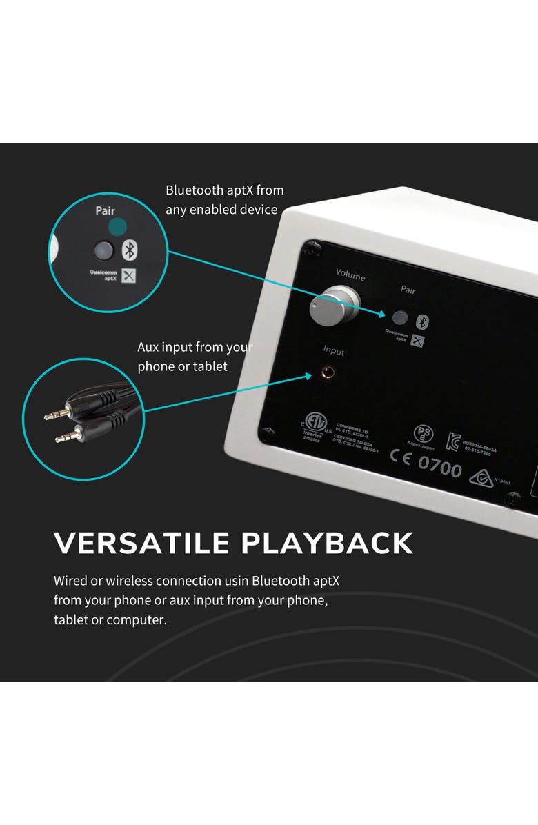 Audioengine B2 Home Music System w/ Bluetooth aptX, Alternate, color, White