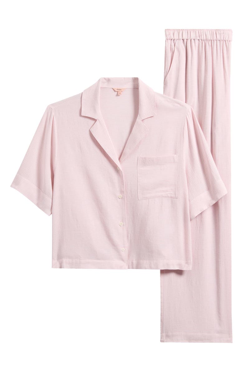 Eberjey Nautico Stripe Pajamas, Alternate, color, Pale Mauve/ White