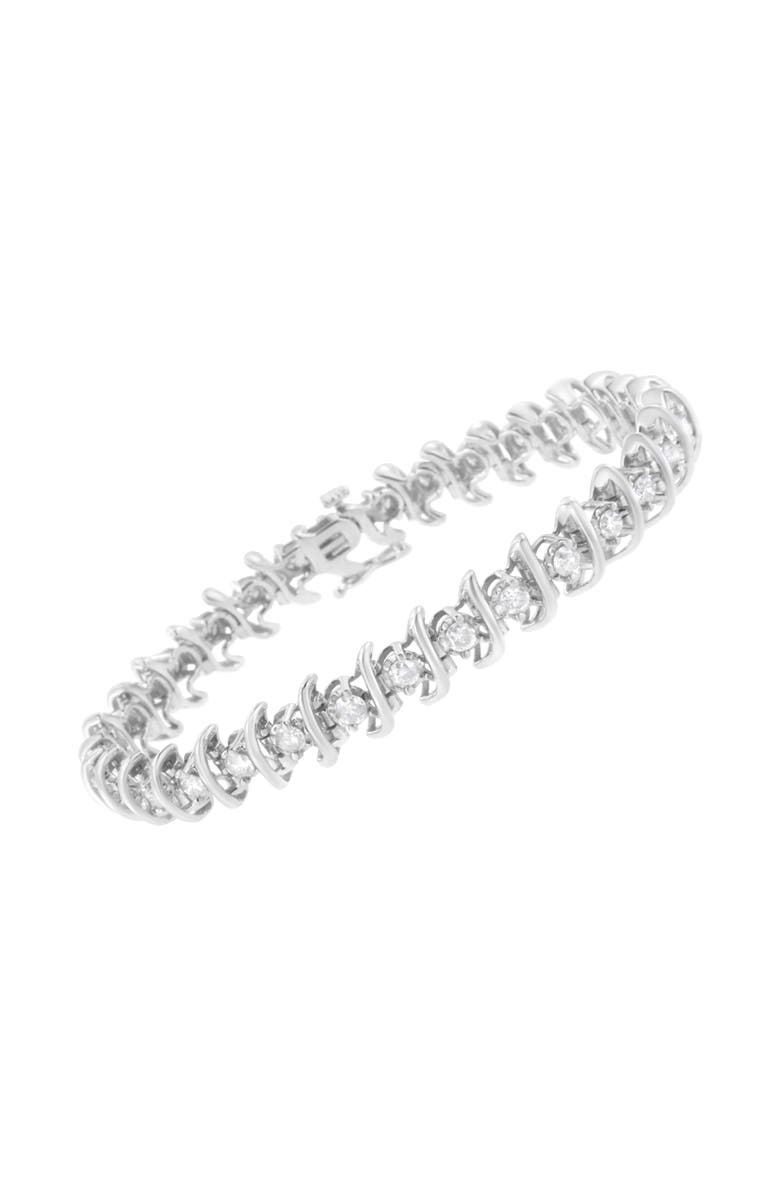 Haus of Brilliance Silver 3 cttw Diamond "S" Link Bracelet, Alternate, color, White