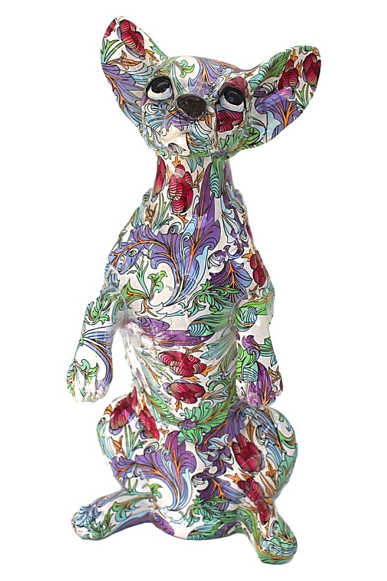 Retro Flower Standing Chihuahua Statue, Main, color, MULTI-COLOR