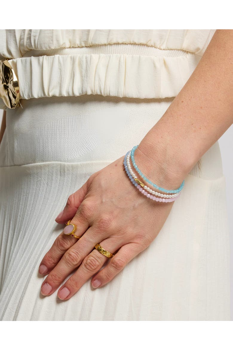 Waterproof Layered Beaded Bracelet, Alternate, color, Gold
