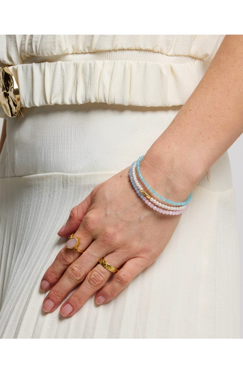 Ottoman Hands Waterproof Layered Beaded Bracelet, Alternate, color, Gold