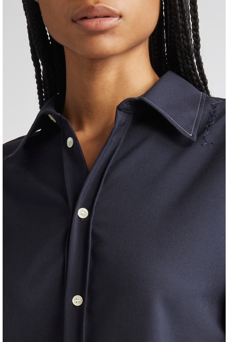 Oversized Virgin Wool Button-Up Shirt, Alternate, color, 00B99 BLUE BLACK
