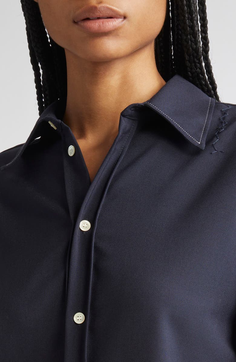 Marni Oversized Virgin Wool Button-Up Shirt, Alternate, color, 00B99 Blue Black