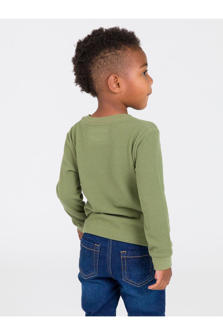 Baby Boys Waffle Knit Long Sleeve Crew Neck Shirt, Alternate, color, Dusty Olive