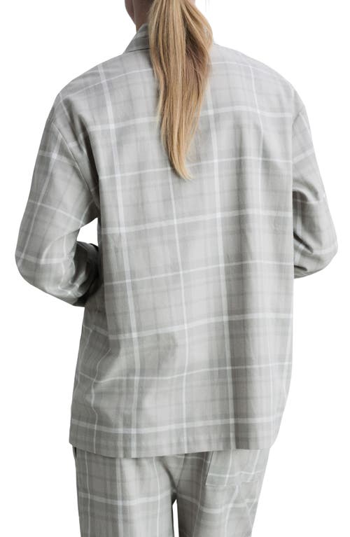 Mango Organic Cotton Flannel Pajama Shirt In Grey