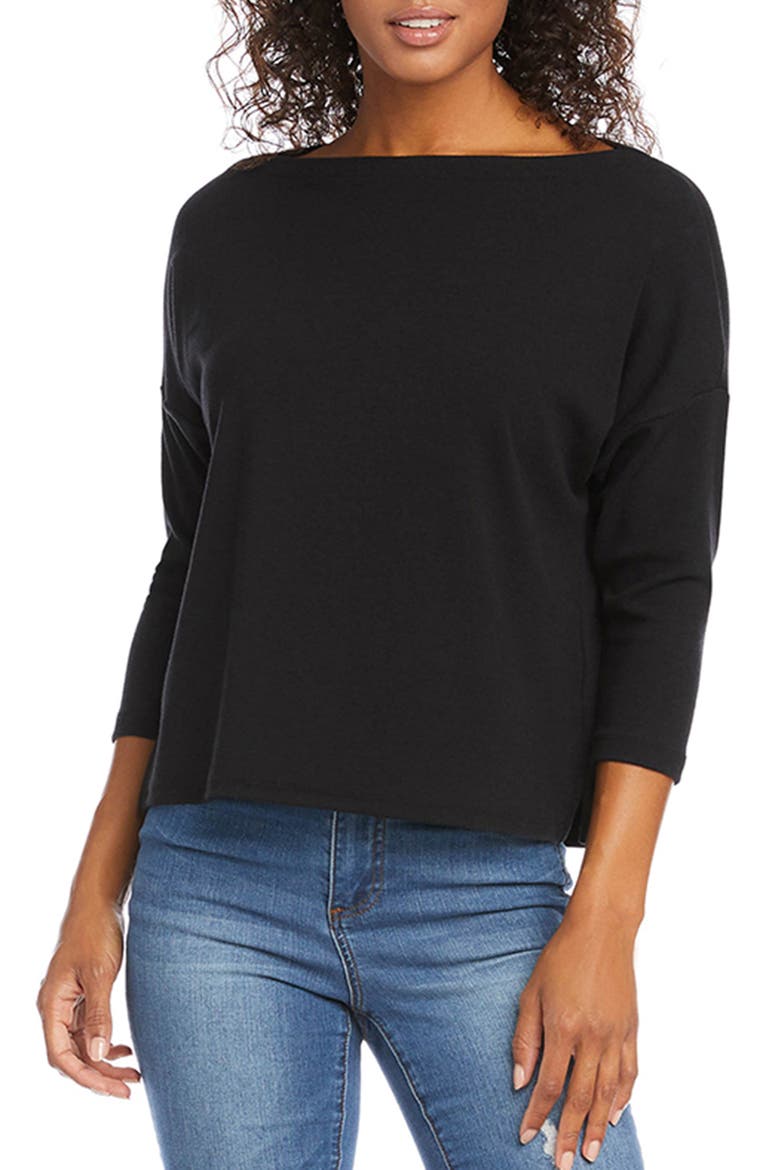Knit Boatneck Top, Main, color, BLACK