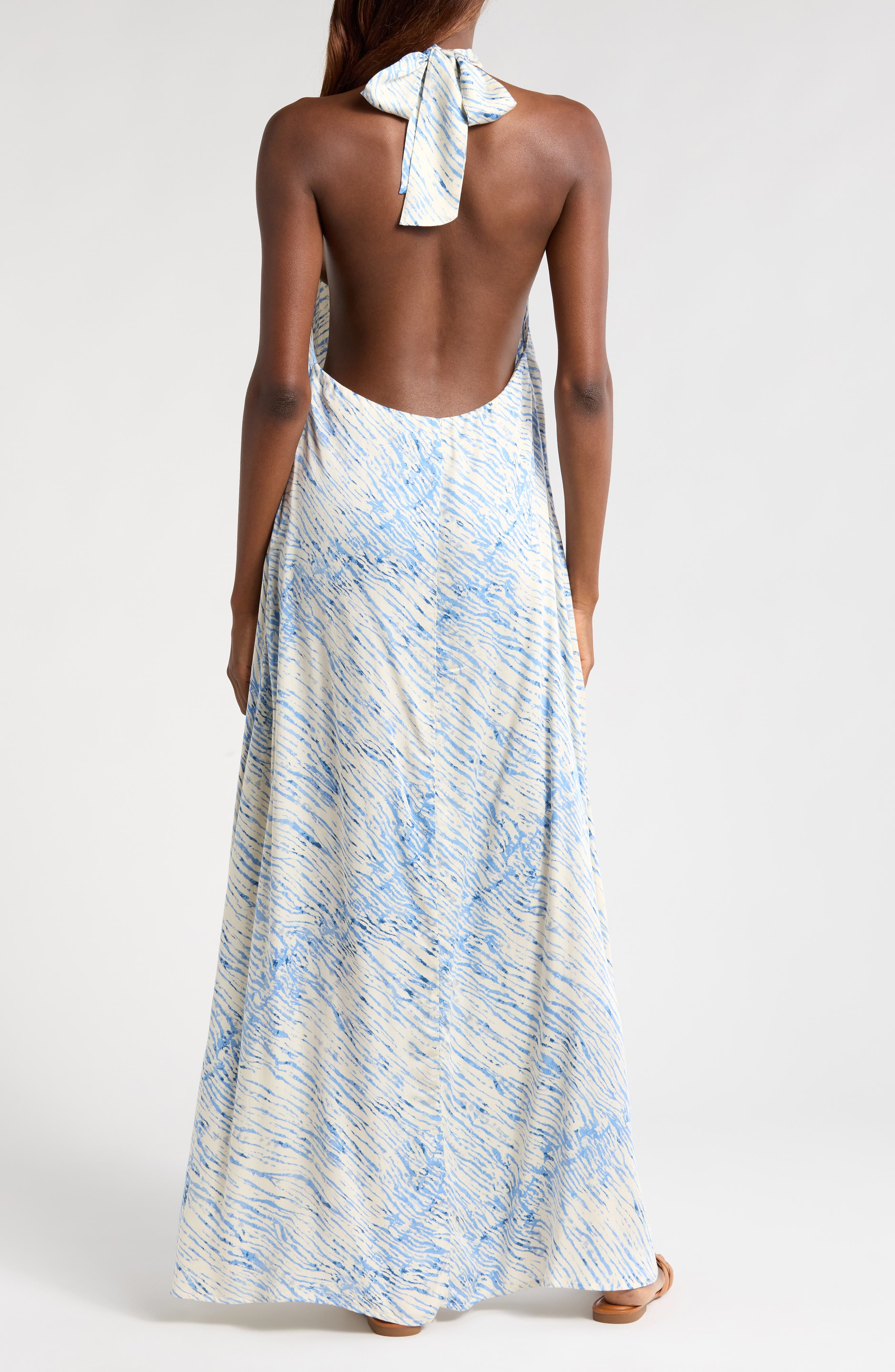 Stripe Cover-Up Halter Maxi Dress - image 2