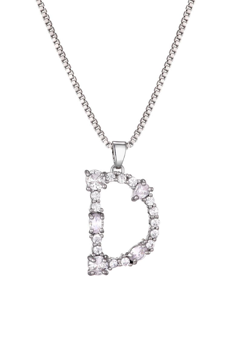 Mixed Crystal Initial Pendant Necklace, Main, color, SILVER-D