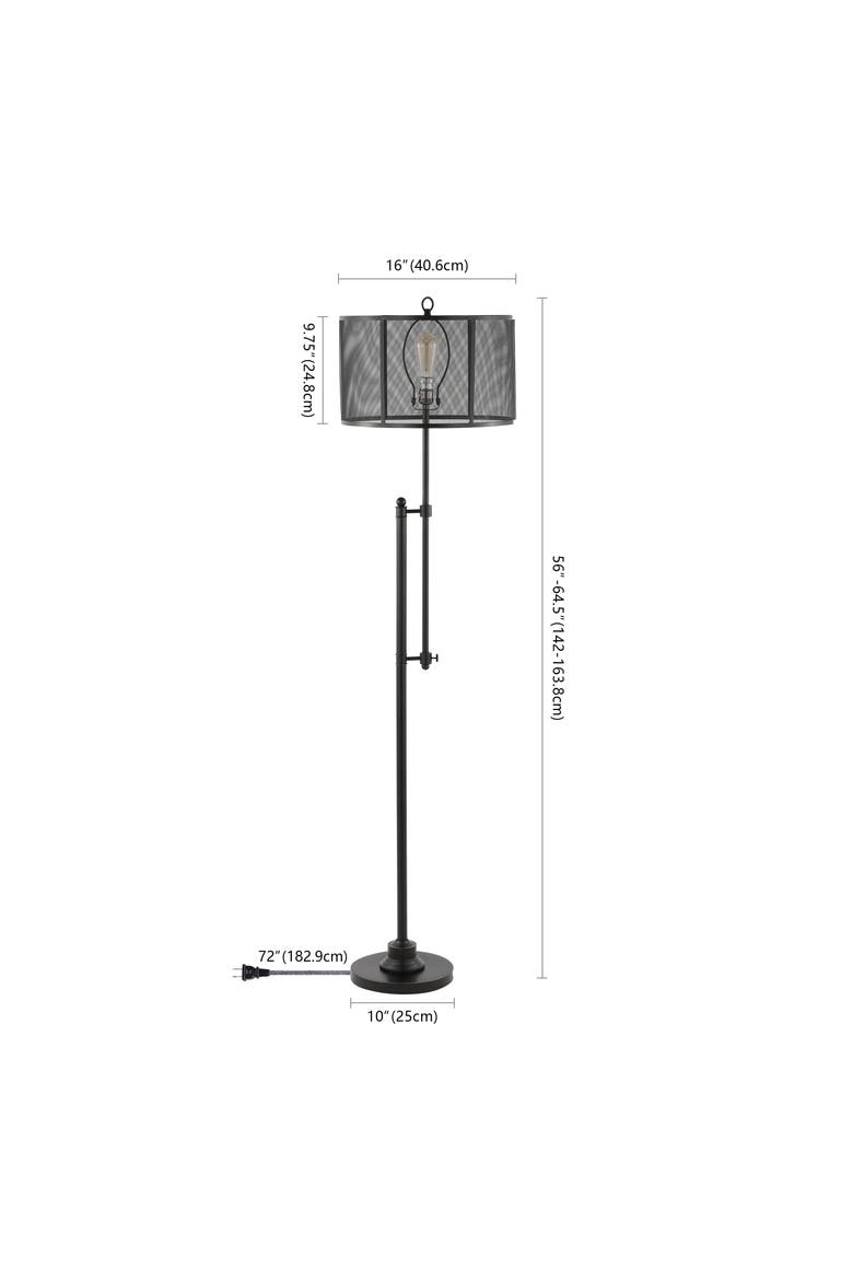 Noah Modern Industrial Iron Height-Adjustable LED Floor Lamp, Alternate, color, Charcoal/Black