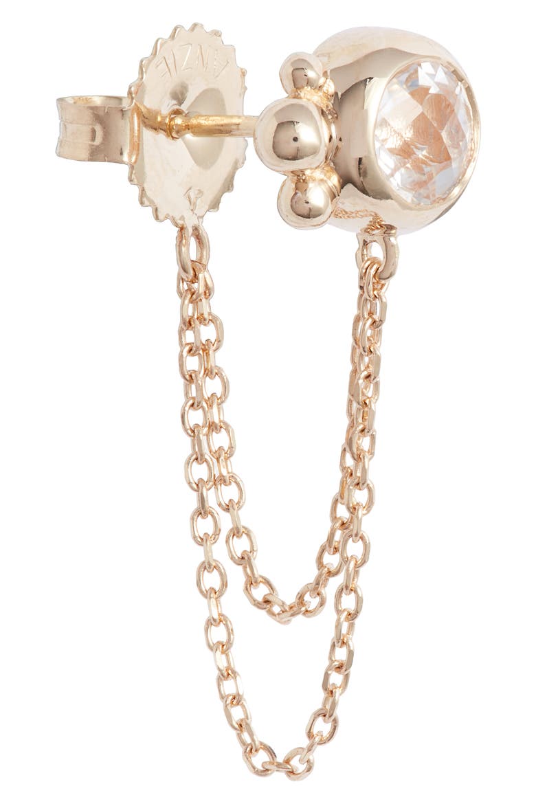 Bonheur White Topaz Chain Stud Earrings, Alternate, color, YELLOW GOLD/ WHITE