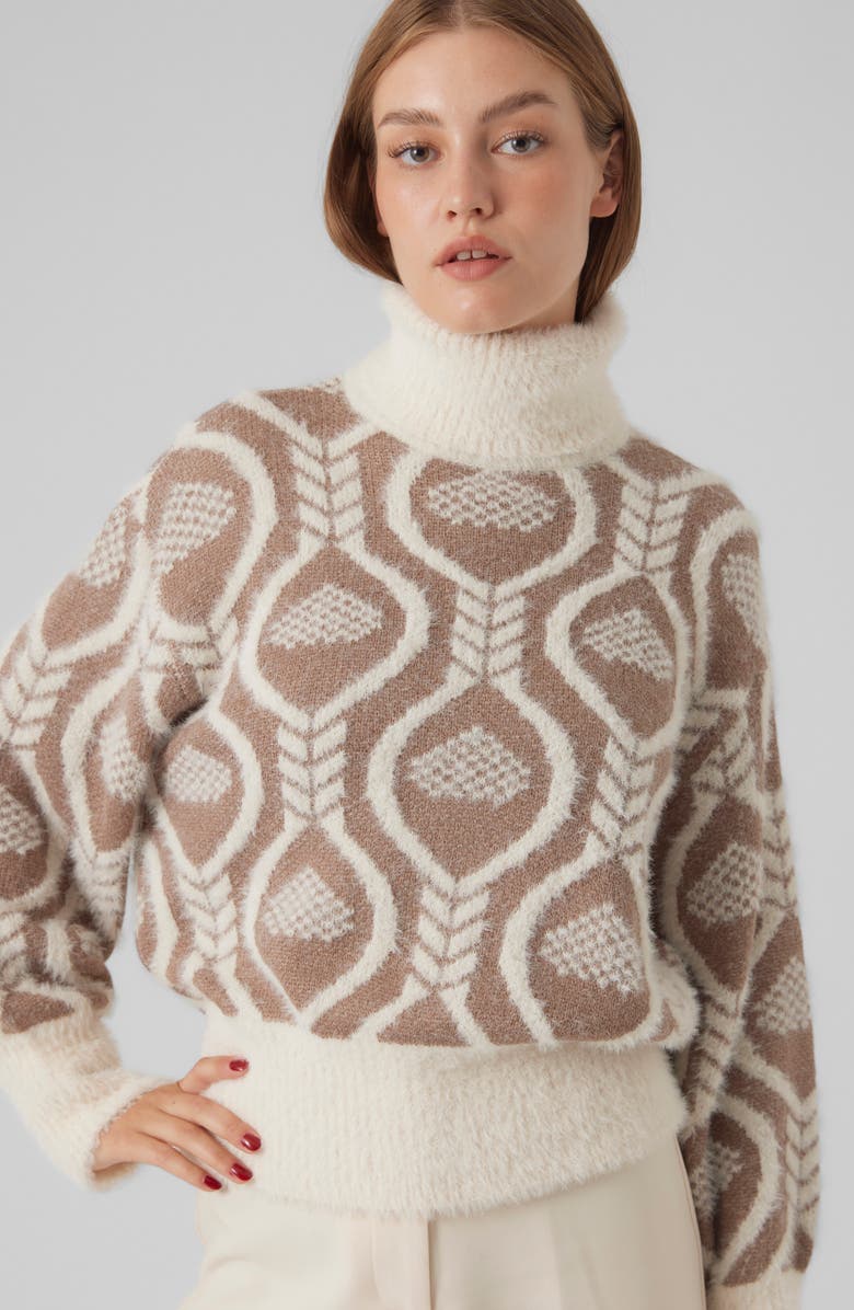 VERO MODA Nanea Turtle Neck Eyelash Knit Sweater, Alternate, color, 
