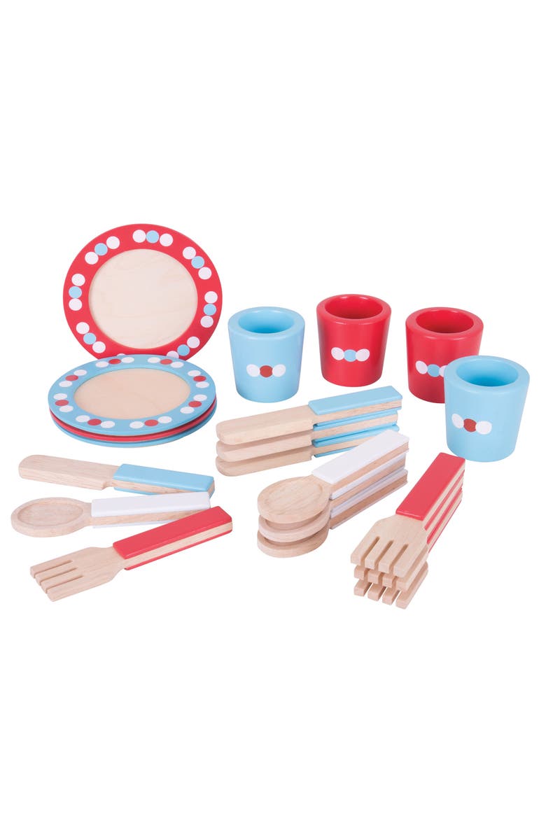 Bigjigs Toys Dinner Service, Alternate, color, Red