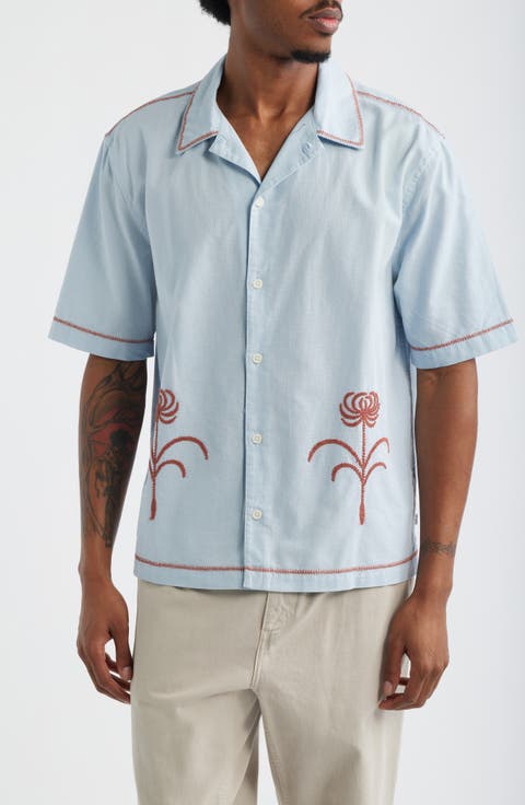 Keats Embroidered Short Sleeve Button-Up Shirt