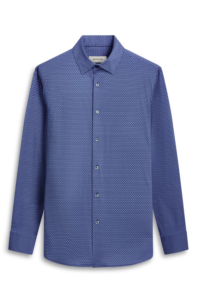 Bugatchi Jules OoohCotton<sup>®</sup> Abstract Print Button-Up Shirt, Alternate, color, Night Blue