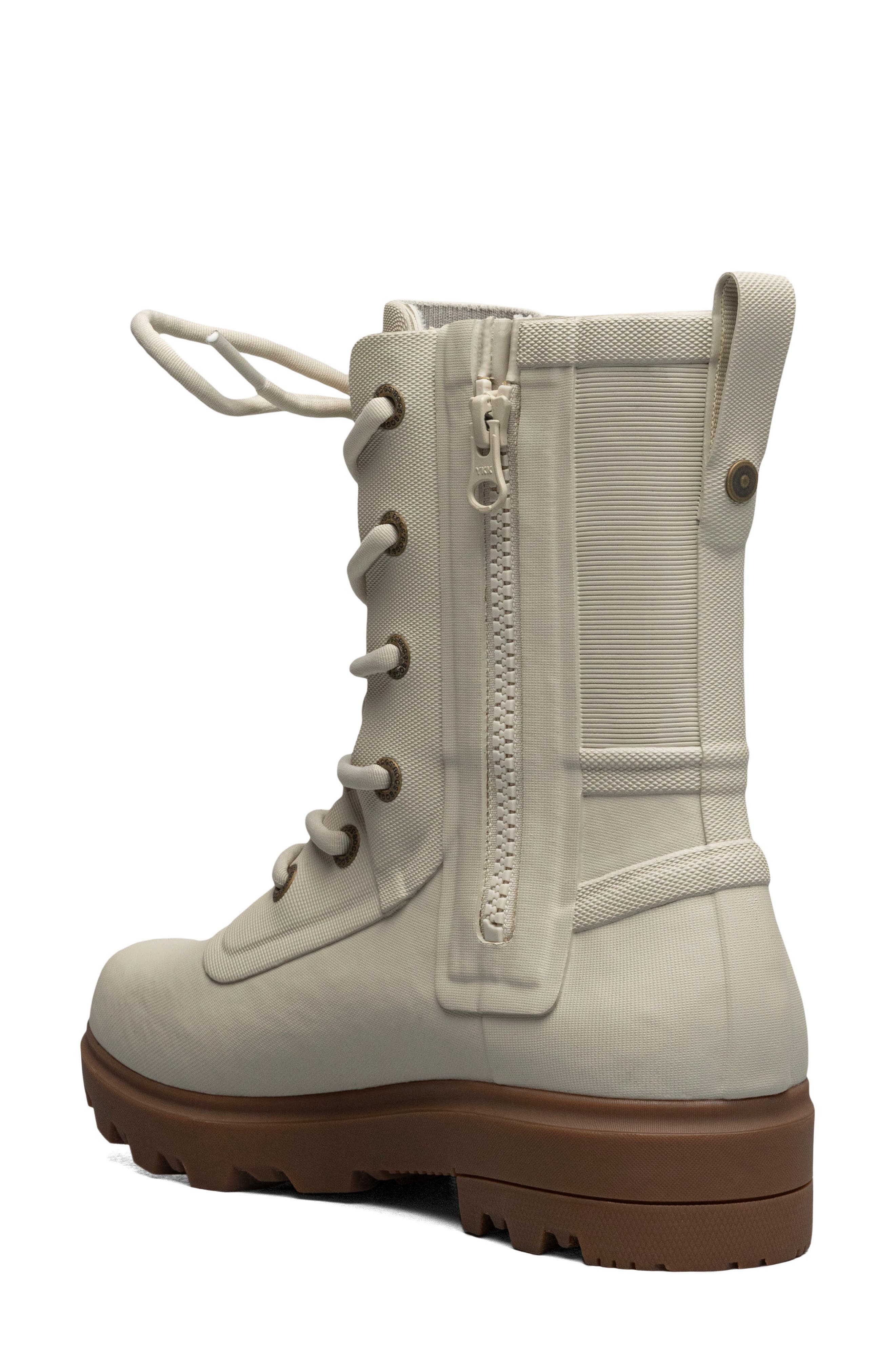 Bogs Holly Waterproof Lace-Up Rain Boot, Alternate, color, Oatmeal
