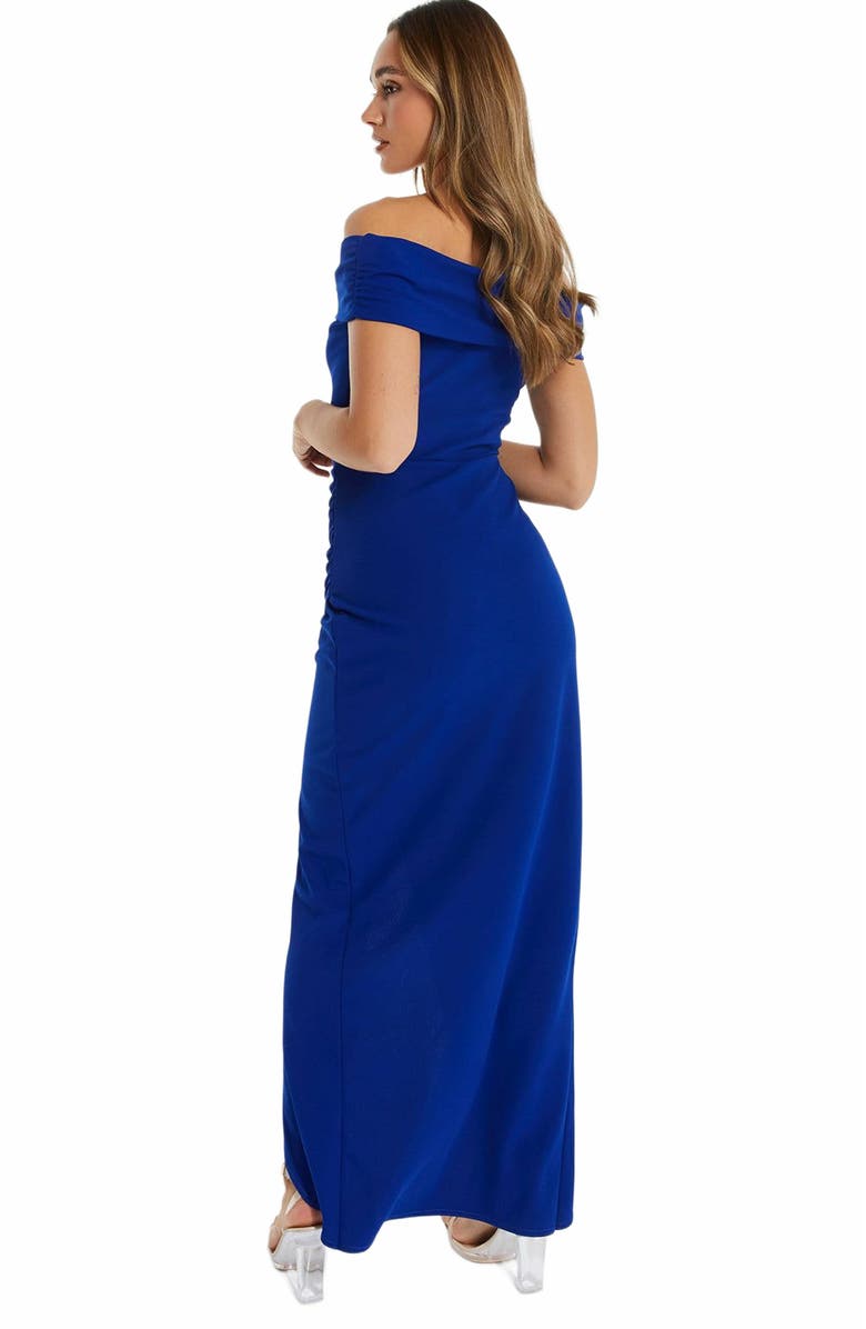 QUIZ Bardot High Slit Maxi Dress, Alternate, color, 