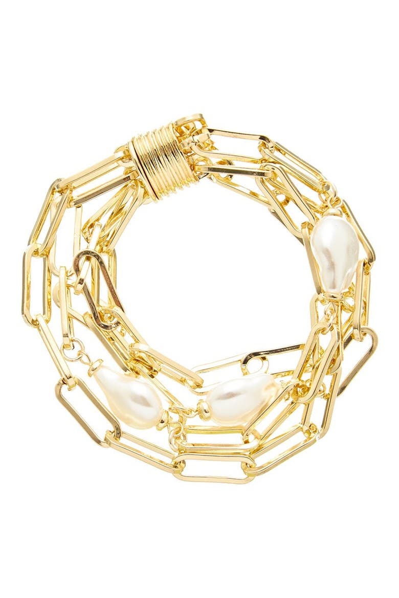 Natural Pearl Multi-Strand Bracelet, Main, color, YELLOW