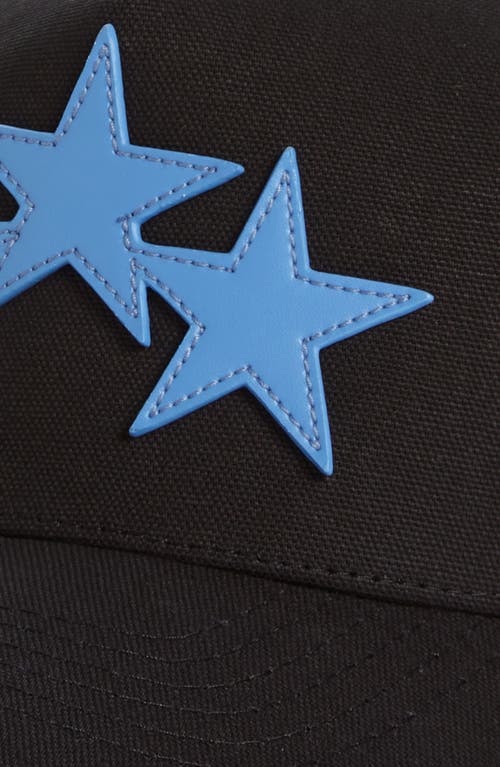 Amiri Three Star Appliqué Trucker Hat In Black/carolina Blue