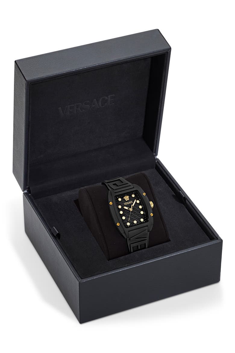 Dominus Ceramic Strap Watch, 44mm x 36mm, Alternate, color, BLACK