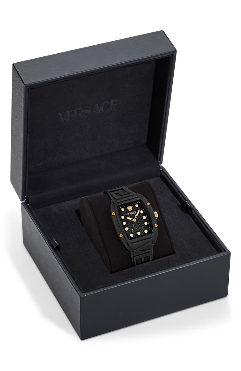 Versace Dominus Ceramic Strap Watch, 44mm x 36mm, Alternate, color, Black