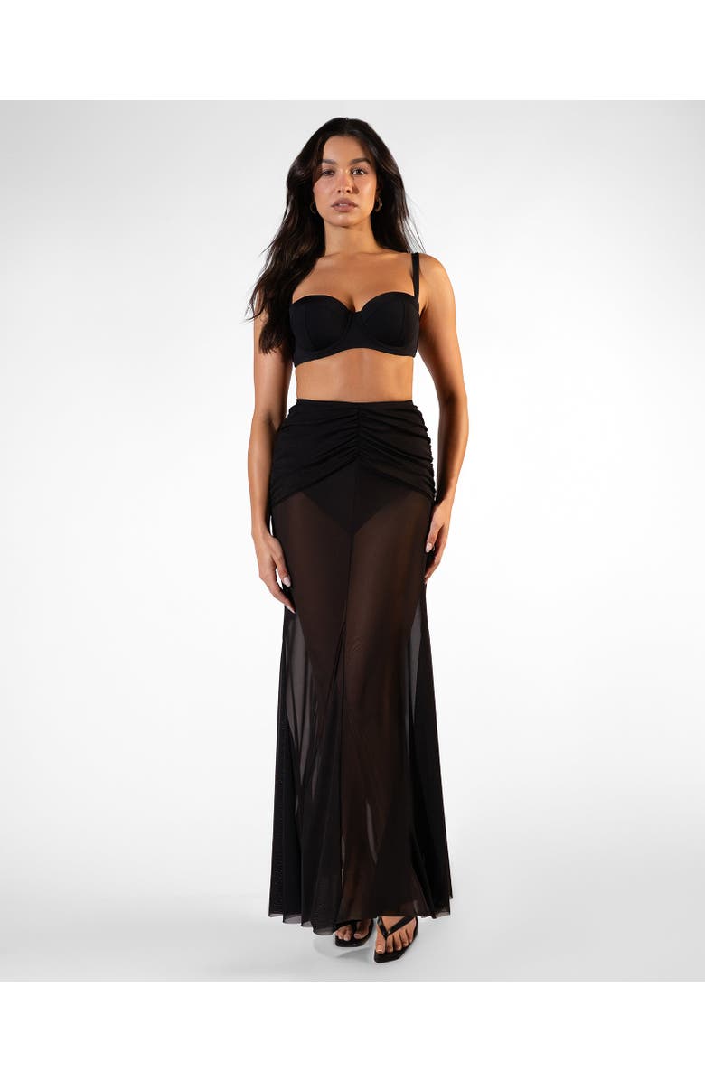 TA3 Mermaid Sheer Cover- Up Maxi Skirt, Alternate, color, Black