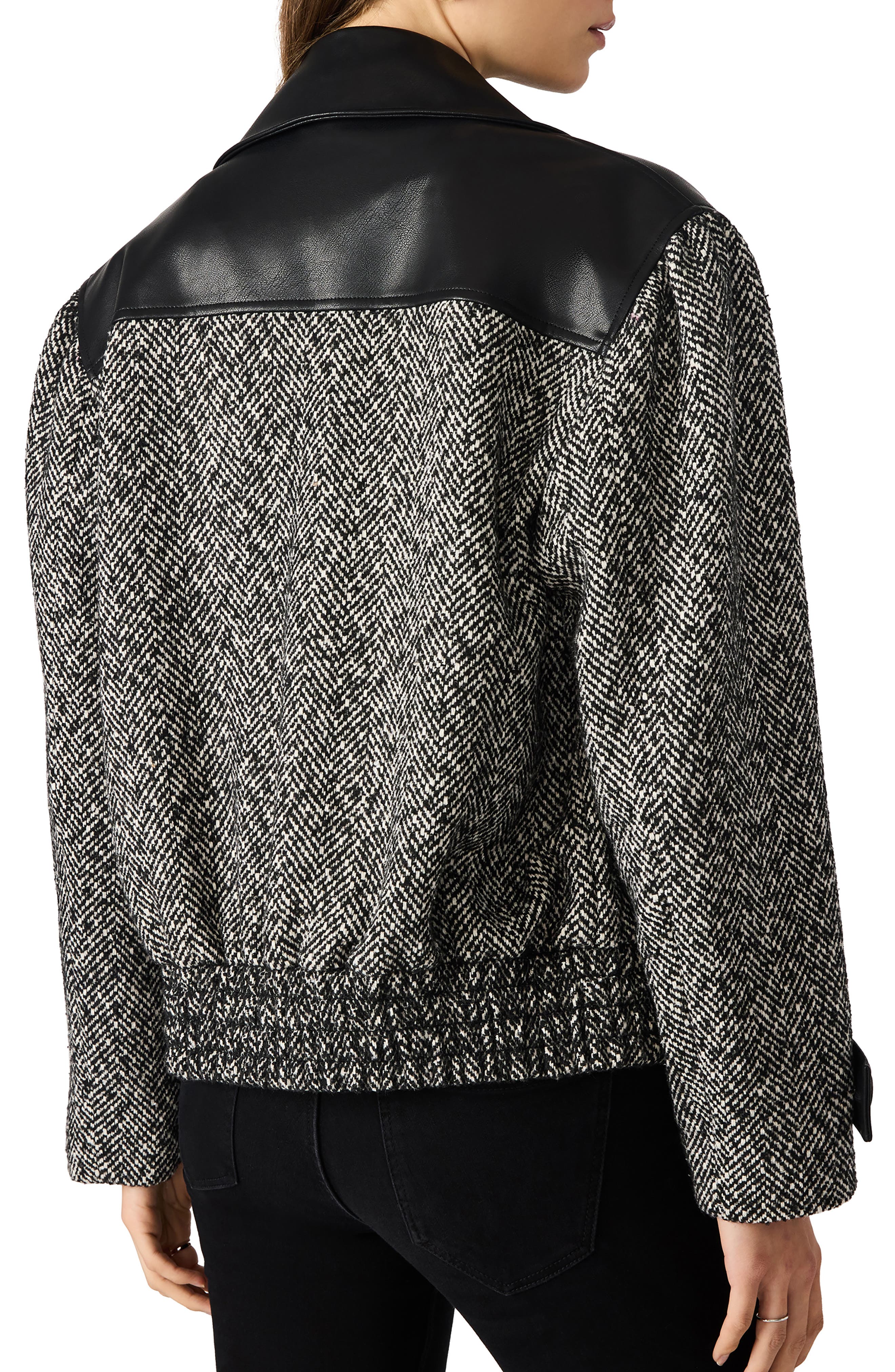 Mercedes Herringbone & Faux Leather Jacket - image 2
